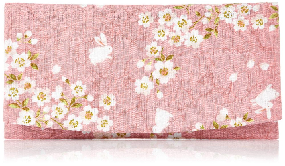 札入れ 手づくり・福をよぶ 桜うさぎ 日本製 綿100% ピンク 長財布