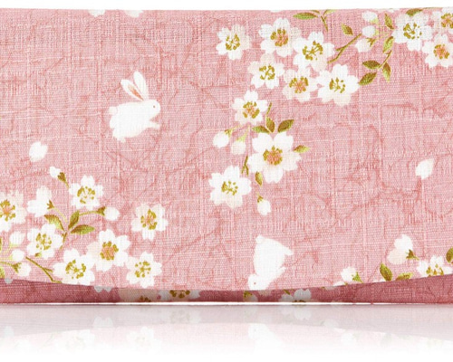 札入れ 手づくり・福をよぶ 桜うさぎ 日本製 綿100% ピンク 長財布