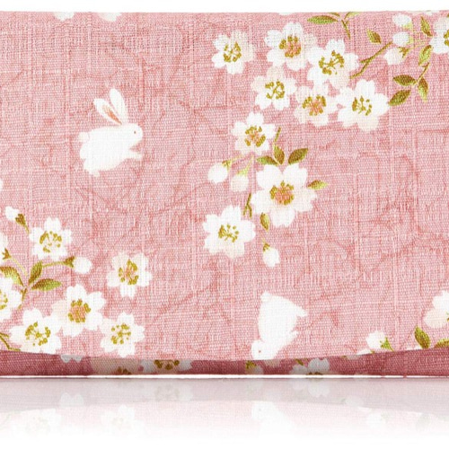 札入れ 手づくり・福をよぶ 桜うさぎ 日本製 綿100% ピンク 長財布