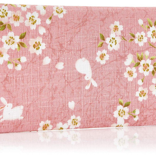 札入れ 手づくり・福をよぶ 桜うさぎ 日本製 綿100% ピンク 長財布