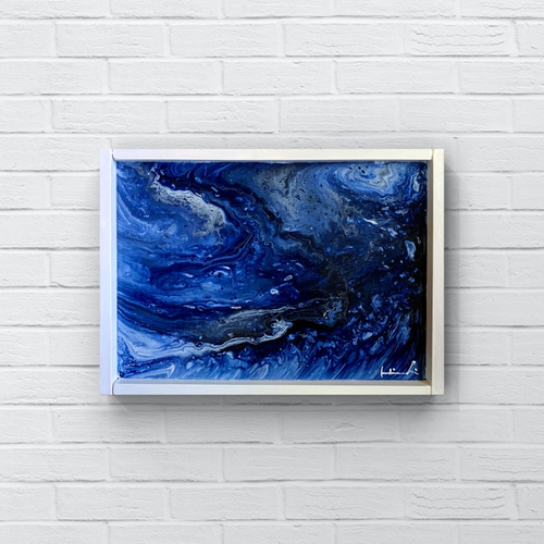 絵画　油絵　原画　抽象画　現代アート　海　ブルー　北欧　インテリア　F4 DEEP WATER - インテリア アート 抽象画 現代アート ブルー 海