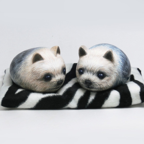 ドッグアート/ペア/ヨークシャテリア/アニマルアート/ストーンアート