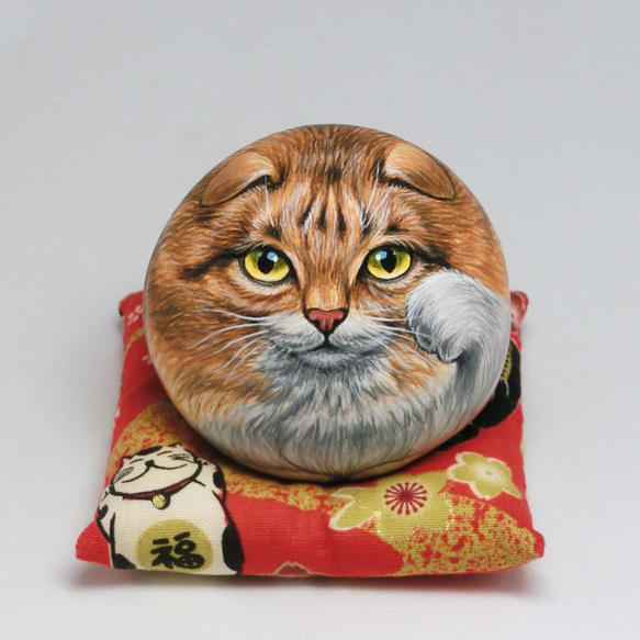 猫アート/招き猫/アニマルアートコレクション/1点ものストーンアート