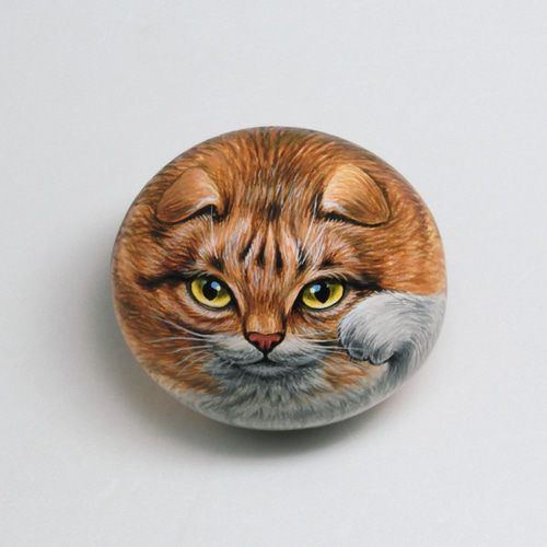 猫アート/招き猫/アニマルアートコレクション/1点ものストーンアート