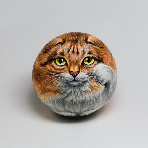 猫アート/招き猫/アニマルアートコレクション/1点ものストーンアート