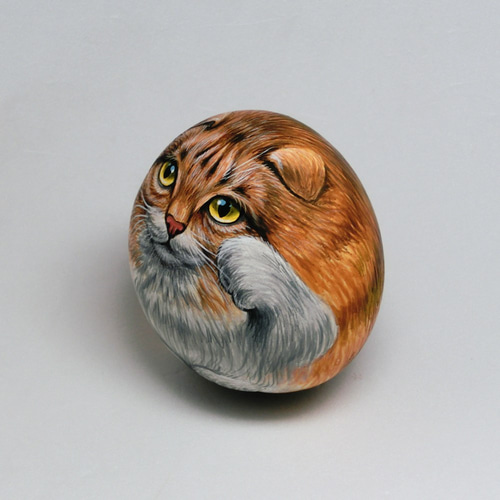 猫アート/招き猫/アニマルアートコレクション/1点ものストーンアート