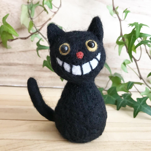 【確認用】黒猫ゾンビ✽羊毛フェルト 羊毛フェルト 【なまくびストラップ】 黒猫ちゃん | iichi 日々の