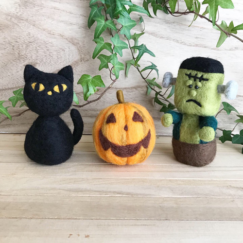 ハロウィン☆フランケンと仲間たち♪ 羊毛フェルト cumin seed 通販