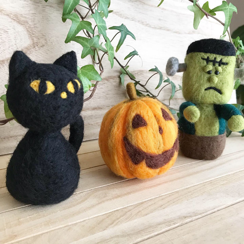 ハロウィン☆フランケンと仲間たち♪ 羊毛フェルト cumin seed 通販