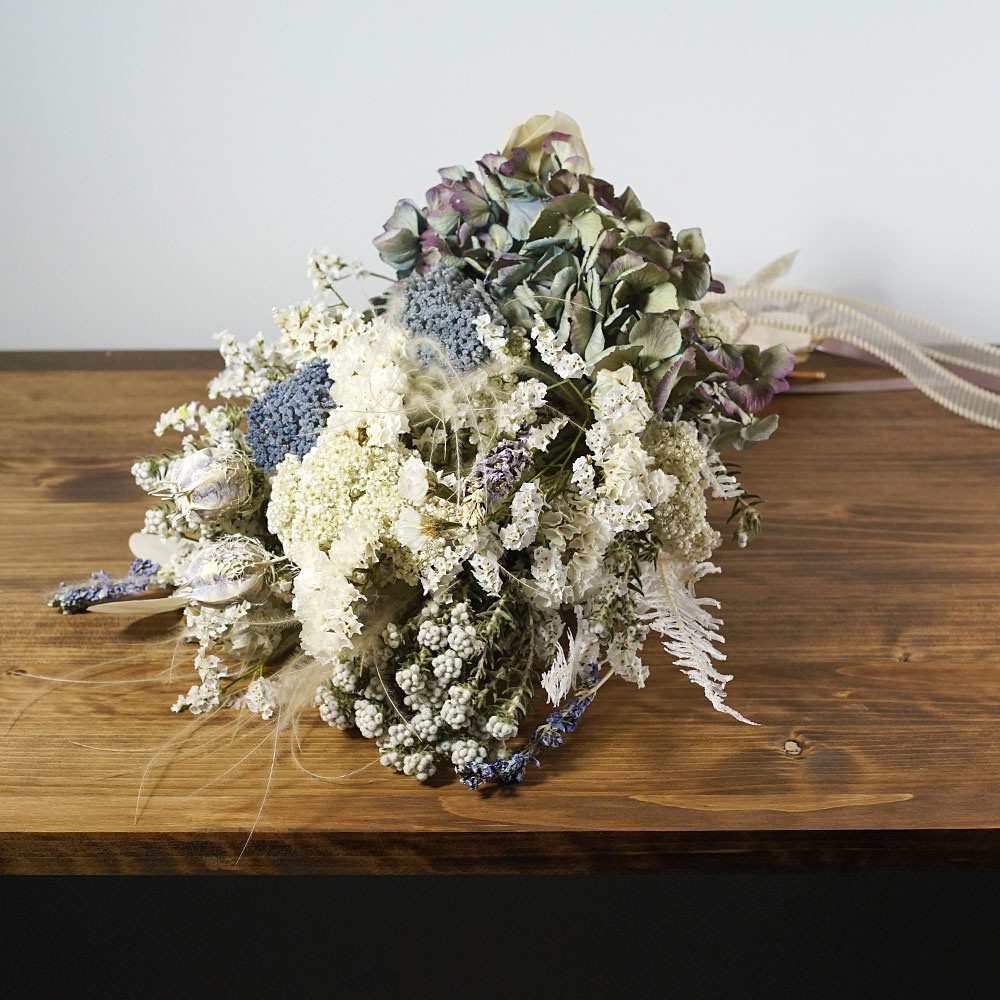 ❤【オーダーメイド可】ドライフラワー・ブライダルブーケ（DB-002） ウェディングブーケ　前撮り　フォトウェディング