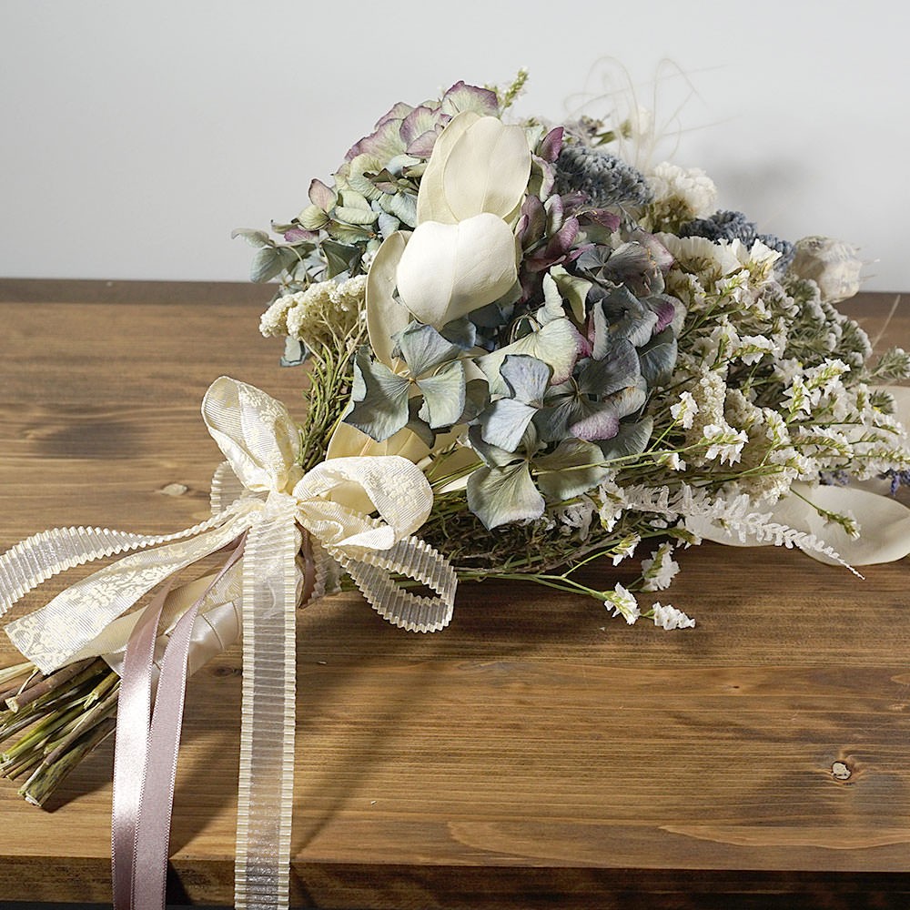 ❤【オーダーメイド可】ドライフラワー・ブライダルブーケ（DB-002） ウェディングブーケ　前撮り　フォトウェディング