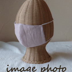 [送料無料]大人　春夏用　綿麻とダブルガーゼのマスク（くすみパープル） 5枚目の画像