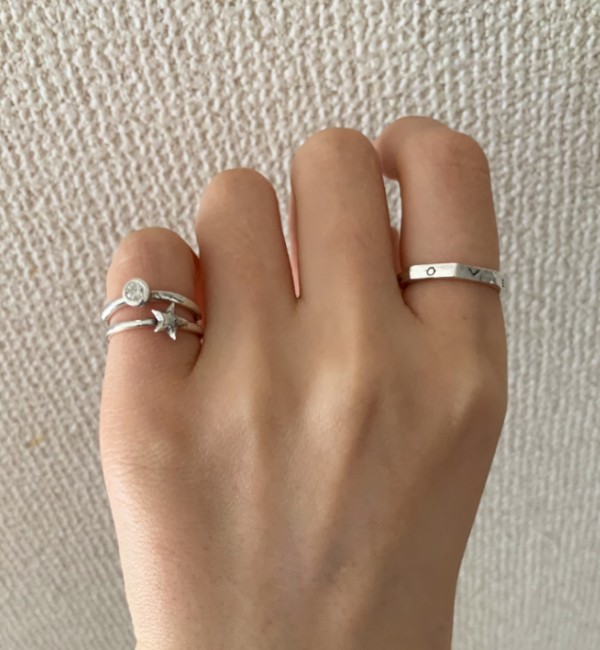 ｢SV99.9｣クリスタル＆スター二重リング(6号)