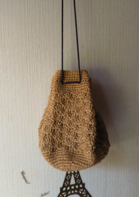 麻ひも松編み巾着バッグ 1枚目の画像