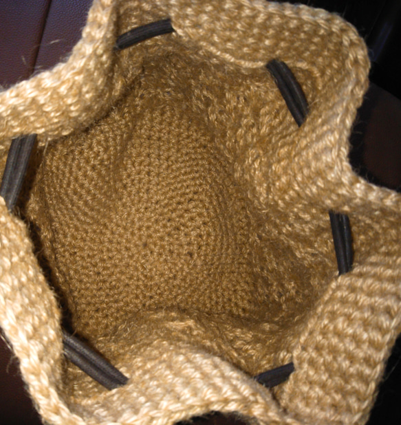 麻ひも松編み巾着バッグ 2枚目の画像