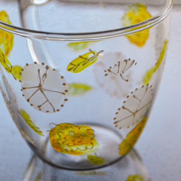 【名入れオーダー】ガラスのマグカップ たんぽぽ 4枚目の画像