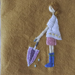 晴れまち女の子　刺繍　カードケース　ファスナーポーチ 3枚目の画像