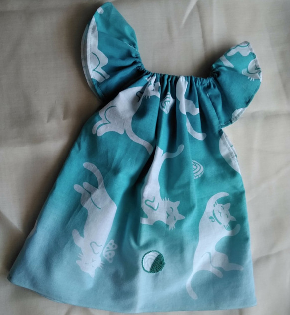 てづくり手ぬぐいチュニック（ねことうどん） 子供服 ちゅんたろう 