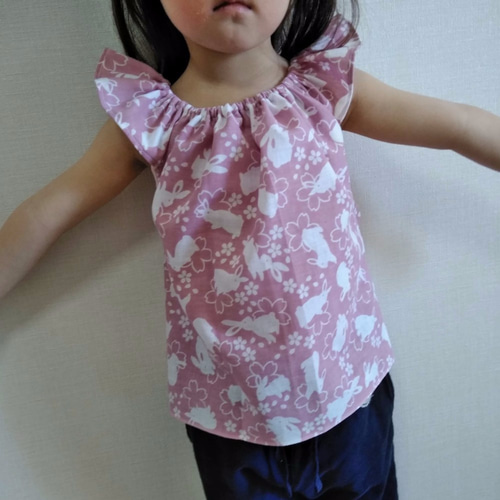 てづくり手ぬぐいチュニック（ねことうどん） 子供服 ちゅんたろう 