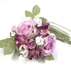 【送料無料】ベビーピンクのバラのコサージュ　結婚式　卒業式　入学式　アートフラワー　布花　染花　造花 3枚目の画像