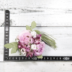 【送料無料】ベビーピンクのバラのコサージュ　結婚式　卒業式　入学式　アートフラワー　布花　染花　造花 4枚目の画像