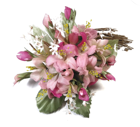 【送料無料】桜の親子コサージュ　卒業式　入学式　結婚式　アートフラワー　布花　染花　造花 4枚目の画像