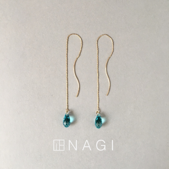 No.513 Light turquoise swarovski drop/American pierce 2枚目の画像