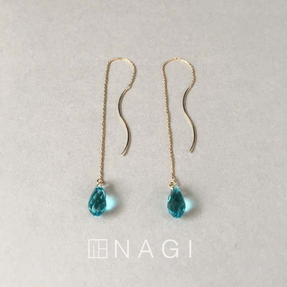 No.513 Light turquoise swarovski drop/American pierce 3枚目の画像