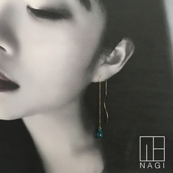 No.513 Light turquoise swarovski drop/American pierce 4枚目の画像