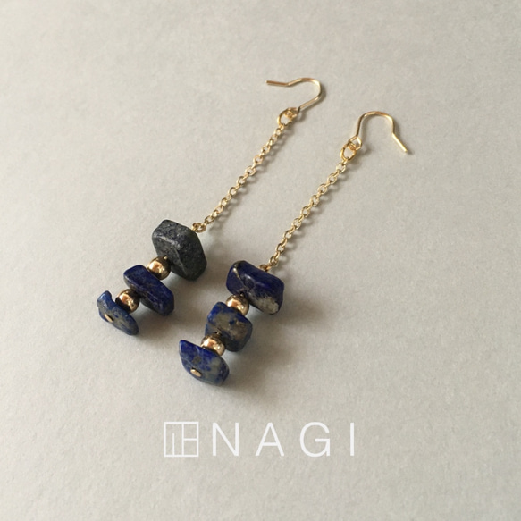 No.553 Lapis lazuli/ball gold chain 1枚目の画像