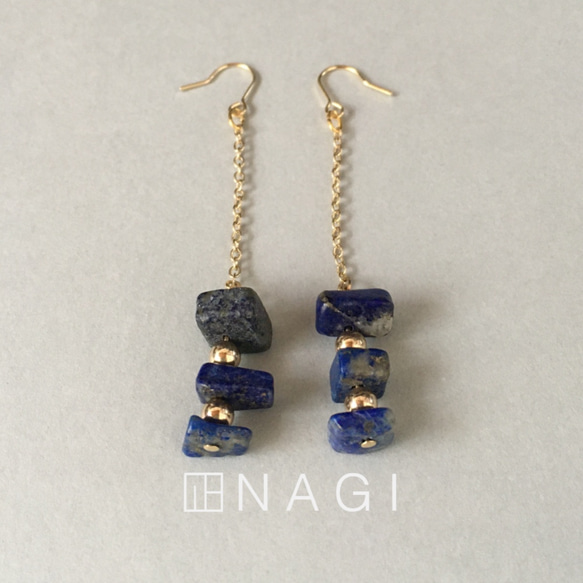 No.553 Lapis lazuli/ball gold chain 2枚目の画像