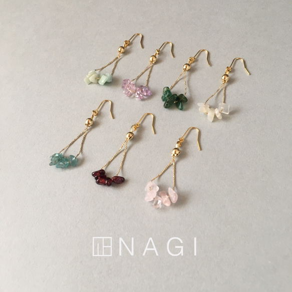 No.567 Natural stone /Gold chain 1枚目の画像