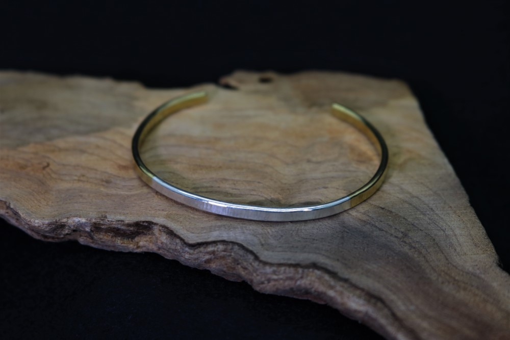 シルバーブラスバングル・細身槌目SB01