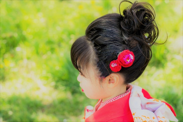 ぽってり水引髪飾り〈手毬紅芍薬〉 6枚目の画像