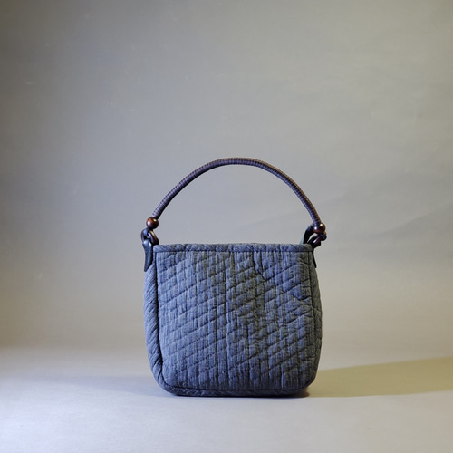 槑の手作りバッグ】革縄一重雪だるま手縫いパッチワークバッグ