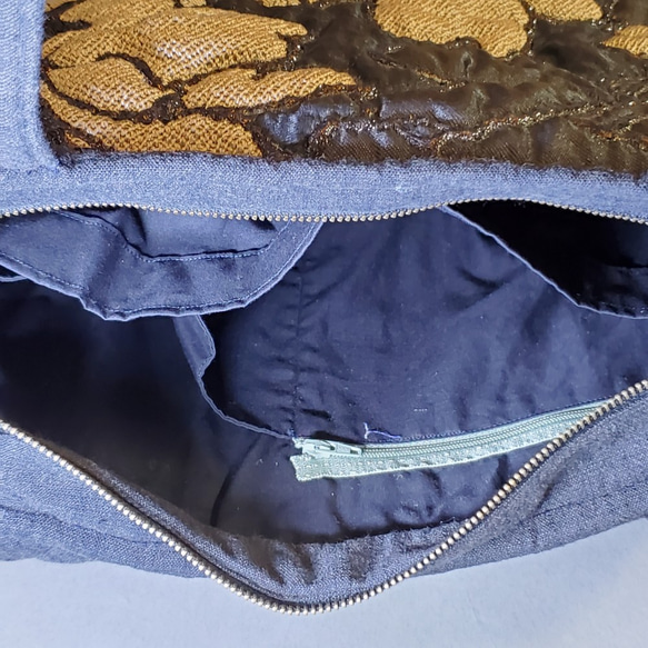 【槑的手作包】黒牡丹エンボス手縫いバッグ〜手縫いバッグハンドバッグ 3枚目の画像
