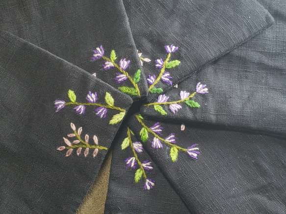 【槑的手作】日本の布棘刺繡手作り布コースター_小花 3枚目の画像