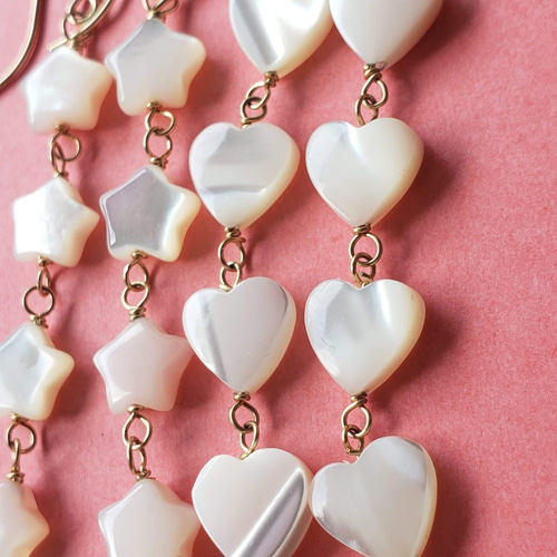 14kgf】Heart shell ロングピアス／イヤリング ハートシェル