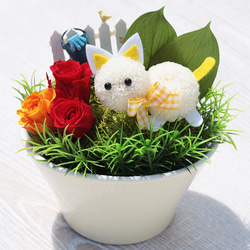 プリザーブドフラワー アレンジ テディベアブーケ プリザーブド