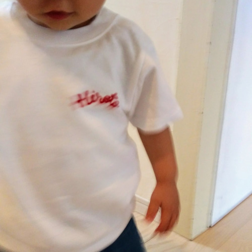 キッズTシャツ（名入れ） 刺繍チェーンステッチ Tシャツ 稲妻雷