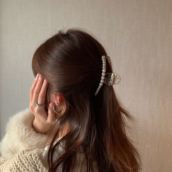 バンスクリップ パール シンプル  ヘアクリップ 髪留め ヘアアレンジ 可愛い 2枚目の画像