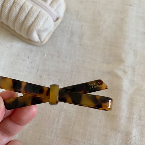 キャメルべっ甲のみ べっ甲リボンヘアピン ヘアクリップ