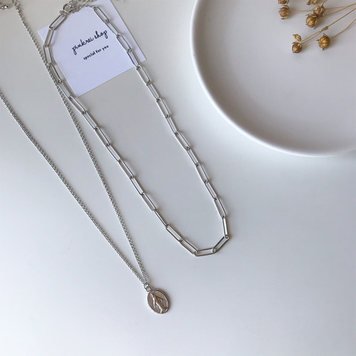 シルバー装飾的リンクチェーンネックレスsilver950 シルバー