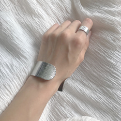 シルバー 太め バングル&リングセット 調整可能 シンプル オシャレ