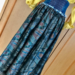 着物リメイク　大島紬ロングスカート 4枚目の画像