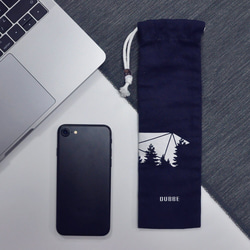 DUBBE|天然棉質束口袋（藏藍*1） 適用於 木吸管 吸管刷 環保餐具 減塑 設計 文創 收納袋 束口袋 第2張的照片