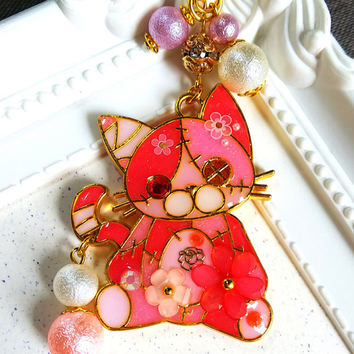ツギハギネコ猫/ハンドメイド/レジンアクセサリー バッグ