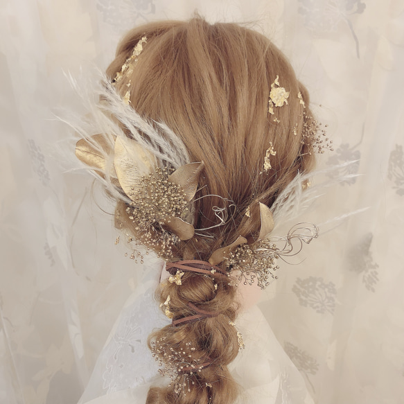 金箔ヘア✨ヘッドドレス★ウエディング★結婚式★花嫁★卒業式★ヘアアクセサリー★ヘッドパーツ★マタニティフォト★成人式 3枚目の画像