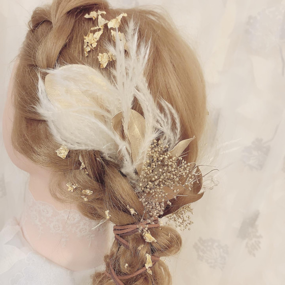 金箔ヘア✨ヘッドドレス★ウエディング★結婚式★花嫁★卒業式★ヘアアクセサリー★ヘッドパーツ★マタニティフォト★成人式 6枚目の画像