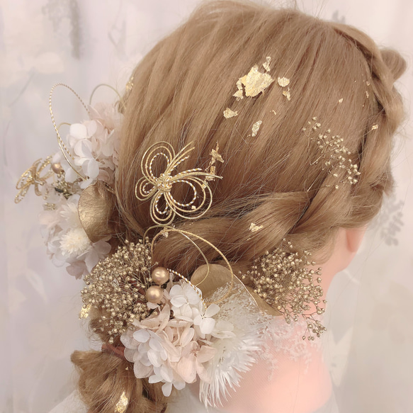 金箔ヘア✨ヘッドドレス★ウエディング★結婚式★卒業式★ヘアアクセサリー★ヘッドパーツ★花嫁★成人式 2枚目の画像